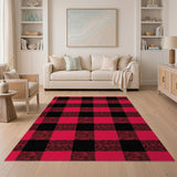 Red Black Buffalo Plaid Rustic Farmhouse Area Rug