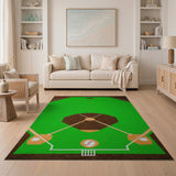 Green Baseball Field Area Rug