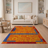Vibrant Multi-Color Typographic Geometric Rug