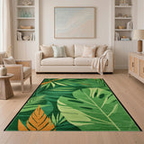Green Vibrant Green Monstera Leaf Area Rug