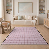 Soft Pink Grid Geometric Area Rug