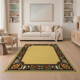 Ornate Art Nouveau Floral Border Rug