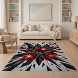 Red Explosion Geometric Area Rug