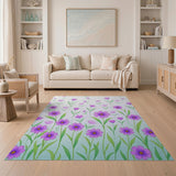 Purple Cosmos Floral Area Rug