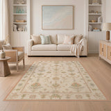 Beige and Neutral Floral Vintage Floral Beige Area Rug