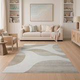 Abstract Wave Neutral Area Rug