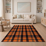 Rustic Farmhouse Orange Black Buffalo Plaid Area Rug