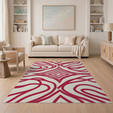 Red Wavy Diamond Geometric Area Rug