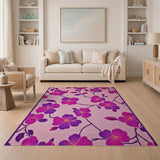 Blush Pink Purple Floral Area Rug