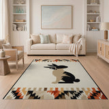 Southwestern Black Rabbit Silhouette Area Rug