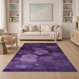 Purple Floral Distressed Vintage Area Rug