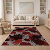 Bold Red Splatter Abstract Area Rug