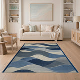 Cascading Blue Waves Area Rug