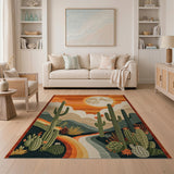Southwestern Cactus Sunset Rainbow Path Rug