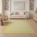 Floral Vintage Yellow Daisy Floral Area Rug