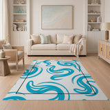 Blue and Teal Abstract Area Blue Swirl Abstract Area Rug