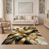 Abstract Area Gold Swirl Abstract Area Rug