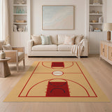 Beige and Neutral Basketball Court Area Rug