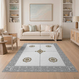 Intricate Gold Floral Persian Area Rug
