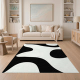 Black and White Wavy Black White Wavy Abstract Area Rug