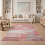 Modern Pink Geometric Block Area Rug