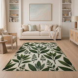 Vintage Herb Leaves Botanical Area Rug