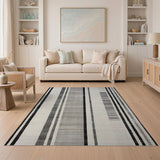 Black and White Modern Vertical Black White Stripe Area Rug
