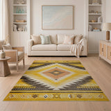 Yellow Vibrant Yellow Southwestern Geometric Rug
