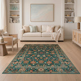 Teal Rust Traditional Persian Area Rug