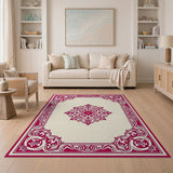 Ornate Red Floral Medallion Red Area Rug