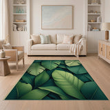 Lush Layered Monstera Leaves Green Area Rug