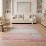Red Striped Distressed Vintage Area Rug