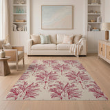 Vintage Red Swirling Fern Floral Area Rug