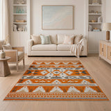 Orange Southwestern Orange Southwestern Geometric Area Rug