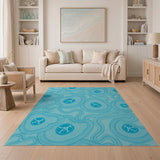 Teal Abstract Organic Wave Area Rug