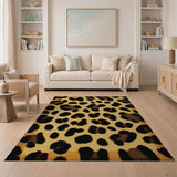 Vibrant Yellow Leopard Print Boho Area Rug