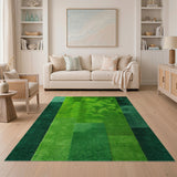 Green Lush Green Patchwork Shag Area Rug