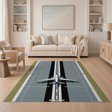 Cartoon Airplane Runway Kids Area Rug