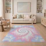 Hypnotic Swirl Abstract Area Rug in Pink Purple