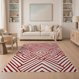 Geometric Modern Red Bold Red Geometric Diamond Area Rug