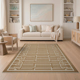 Beige Geometric Trellis Woven Area Rug
