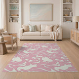 Playful Pink Cat Silhouette Area Rug