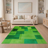 Geometric Modern Vibrant Green Patchwork Geometric Area Rug