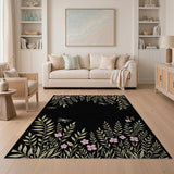 Golden Leaf Pink Blossom Dragonfly Area Rug