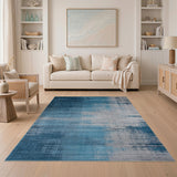 Navy to Teal Ombre Distressed Area Rug