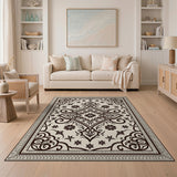 Ornate Floral Persian Area Rug in Beige Brown