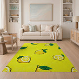 Sunny Lemon Yellow Fruit Pattern Area Rug
