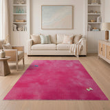 Whimsical Pink Bow Textured Area Rug