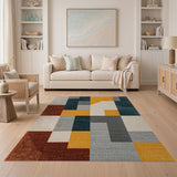 Multi-color and Patterns Bold Geometric Multi-Color Block Area Rug