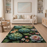Lush Blue Hydrangea Floral Area Rug
